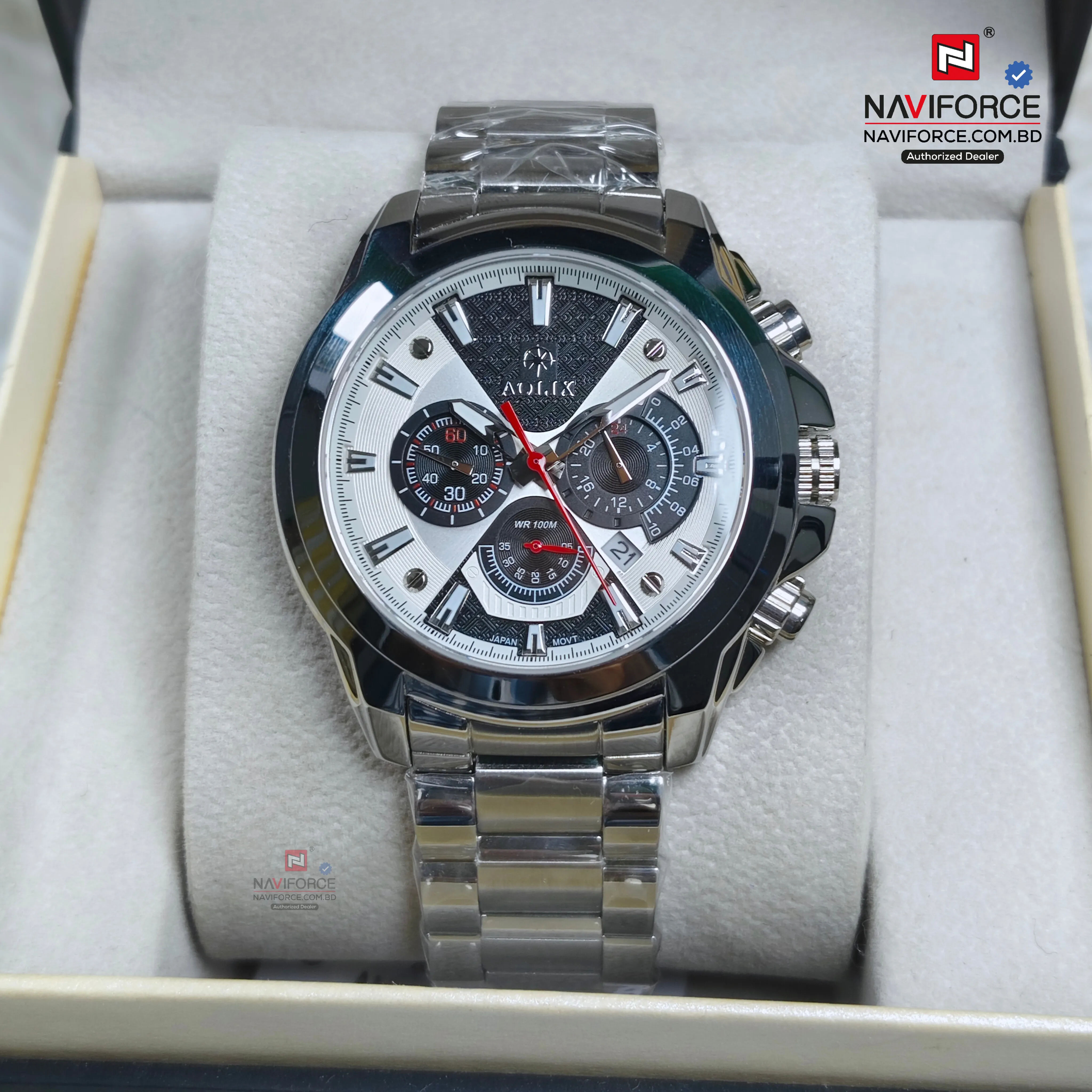 Aolix 7054 Men's Watch - Silver Black