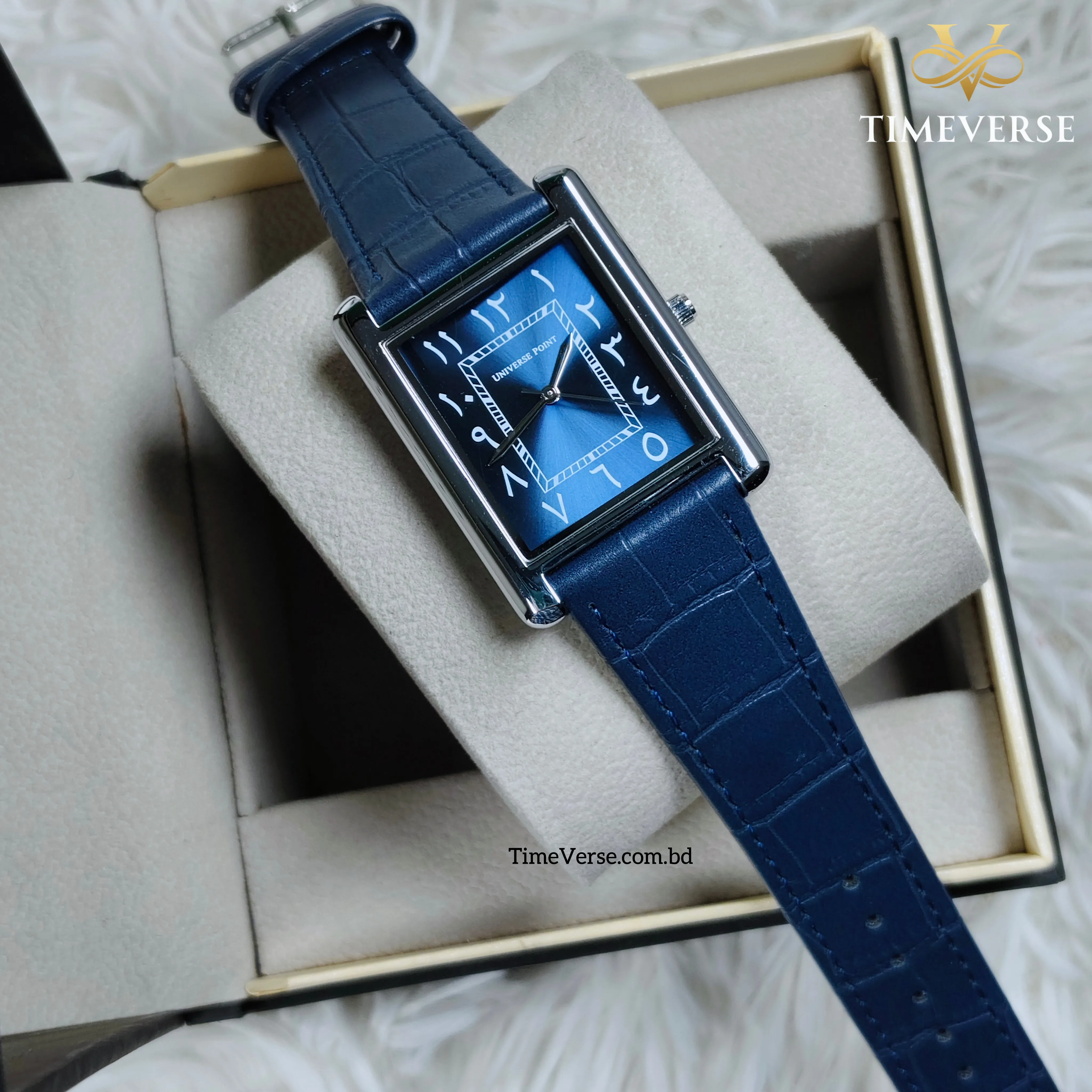 Universe Point 2382 Arabic Dial Leather Men's Watch -  Blue