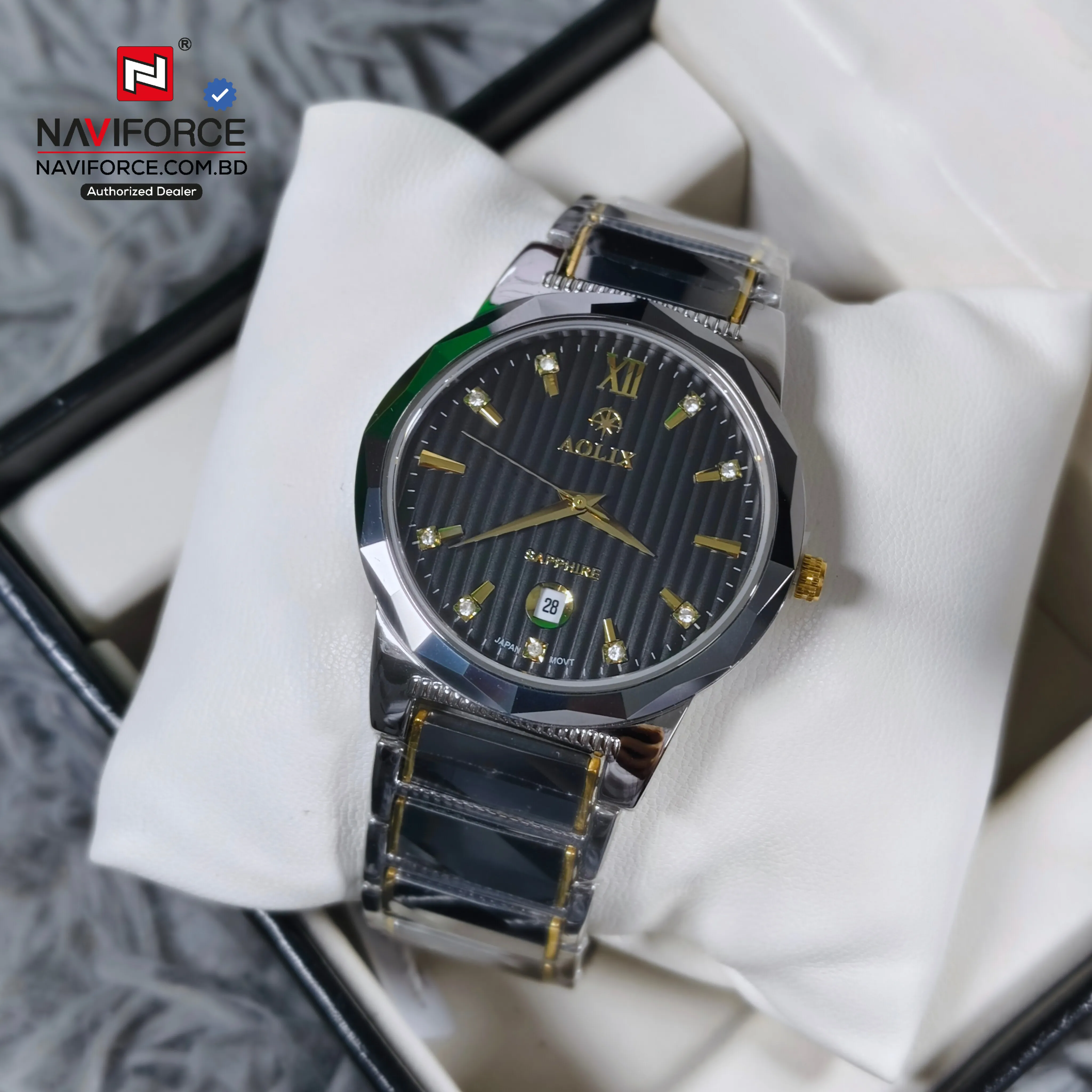 Aolix 6825 Men's Watch - Silver Black 