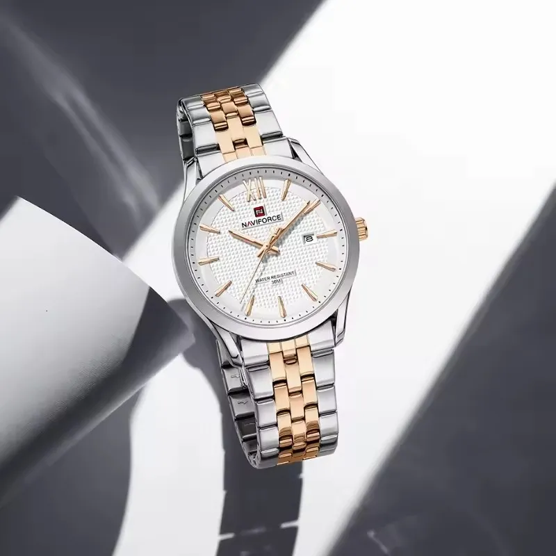 Naviforce 9255 For Men - Silver Rose 