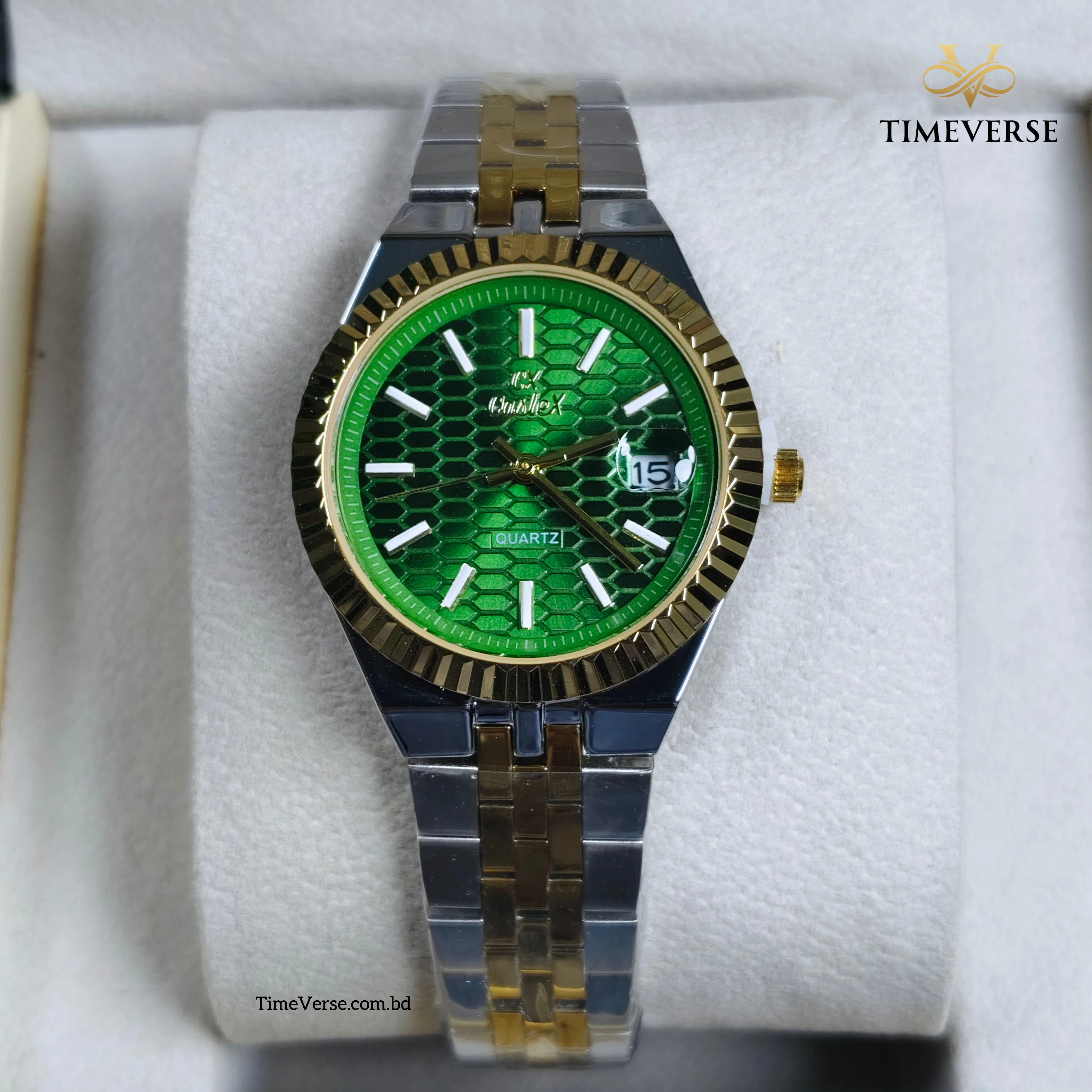 Caslex 062 Ladies Watch - Silver Gold Green