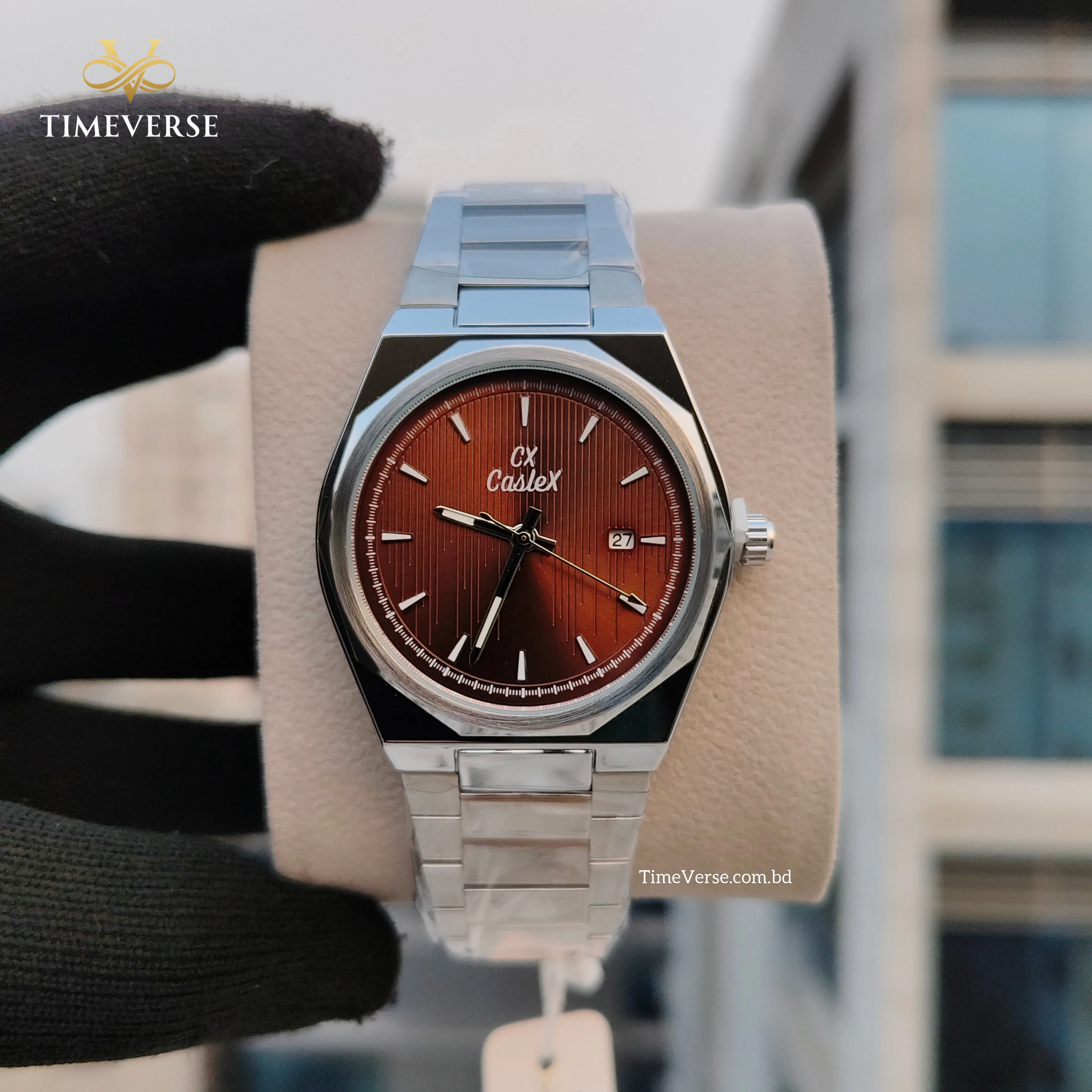 Caslex 079 For Men - Silver Maroon