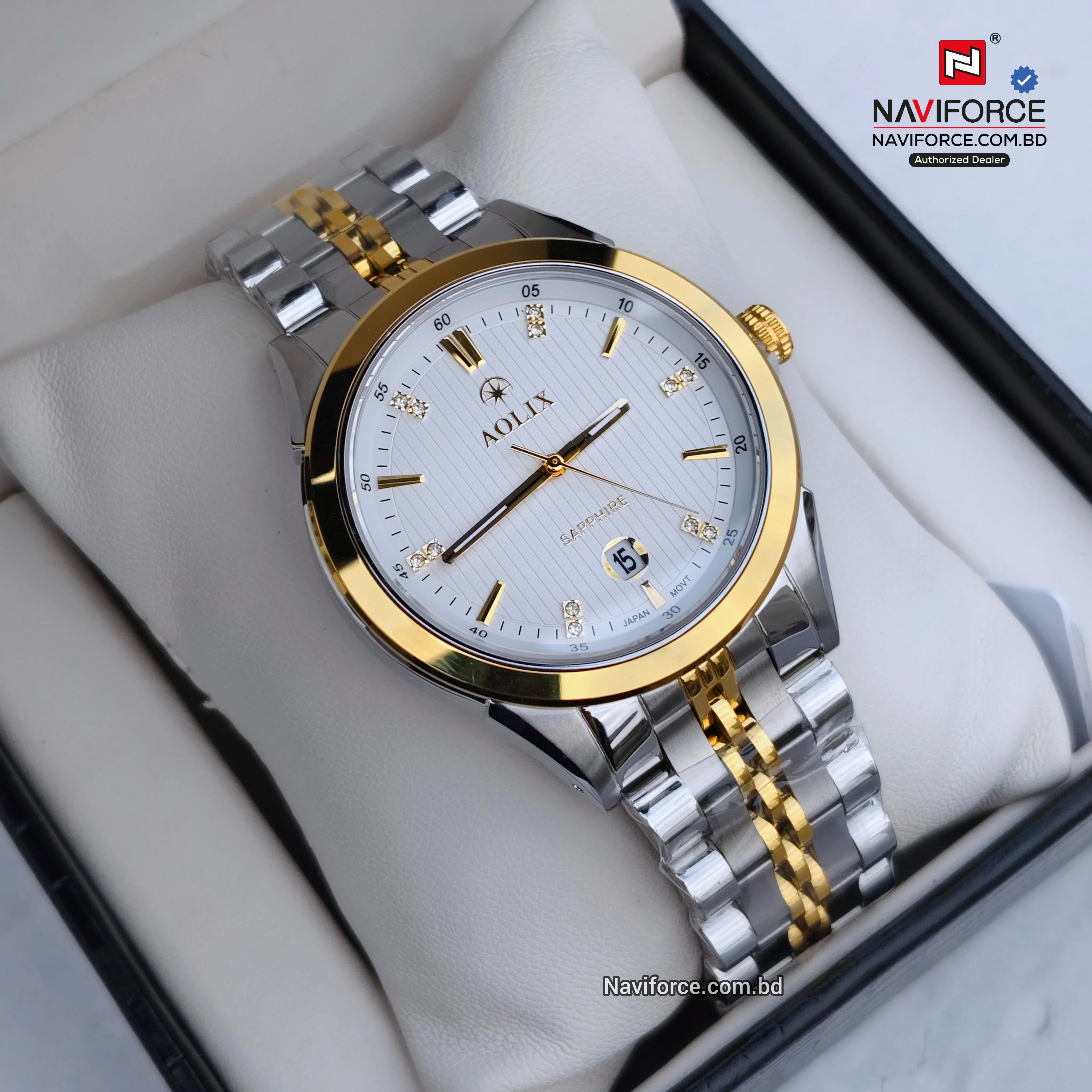 Aolix 9165 Men's Watch - Silver Gold White