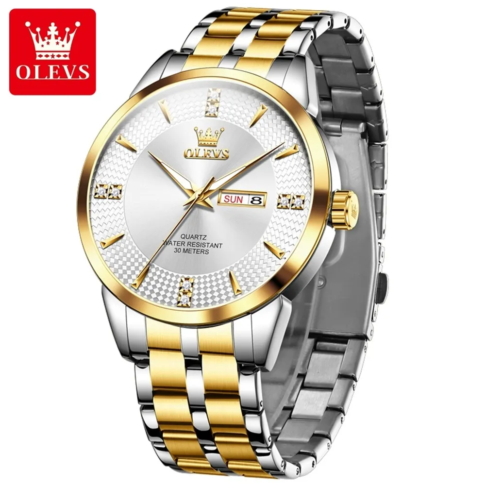 Olevs 9917 CH For Men - Gold White