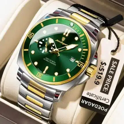 Poedagar 873 CH For Men - Silver Gold Green