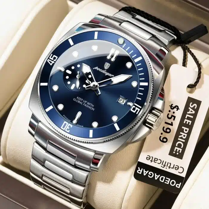 Poedagar 873 CH For Men - Silver Blue