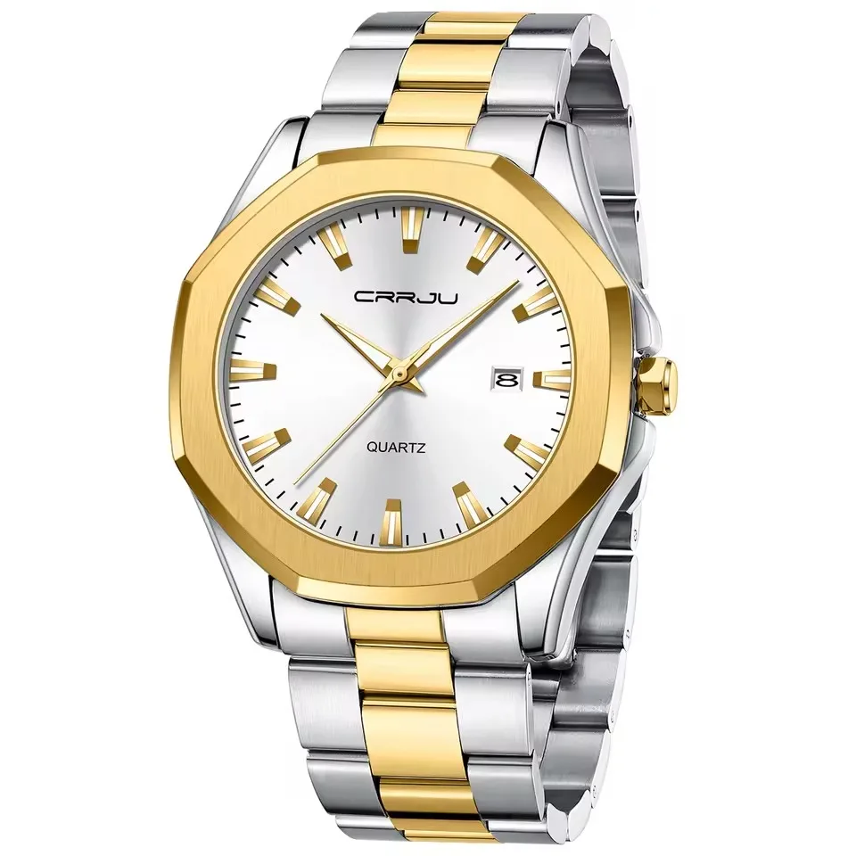 Crrju 5004CH For Men – Silver Gold White