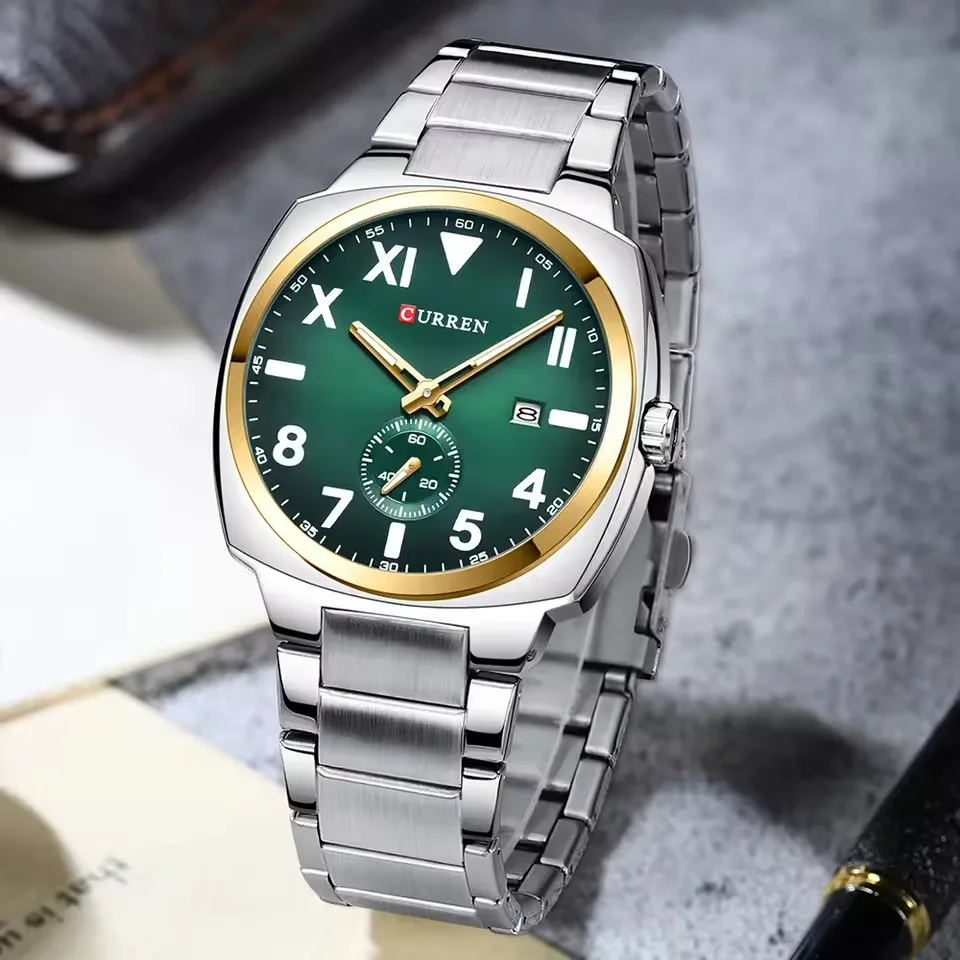 Curren 8472 For Men - Silver Green