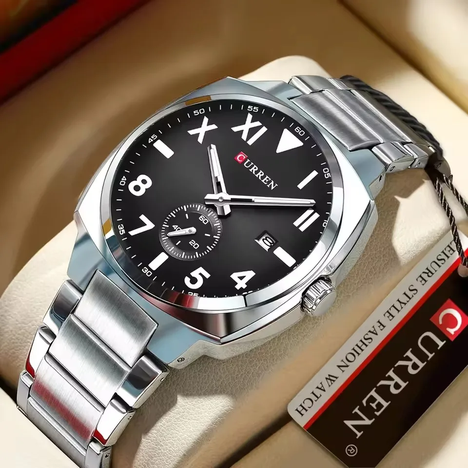 Curren 8472 For Men - Silver Black