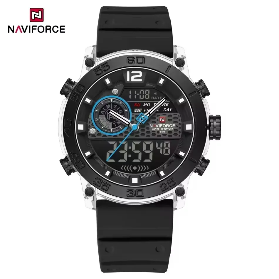 Naviforce 6104 For Men - Silver Black
