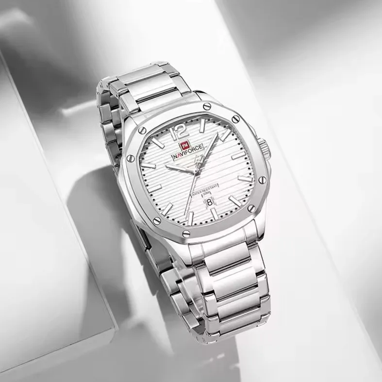 Naviforce 9243 For Men - Silver White