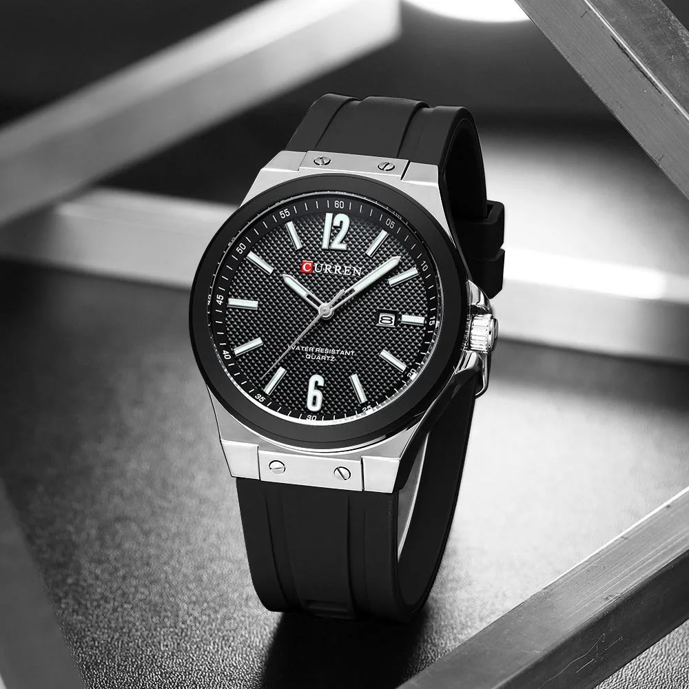 Curren 8467 For Men - Silver Black