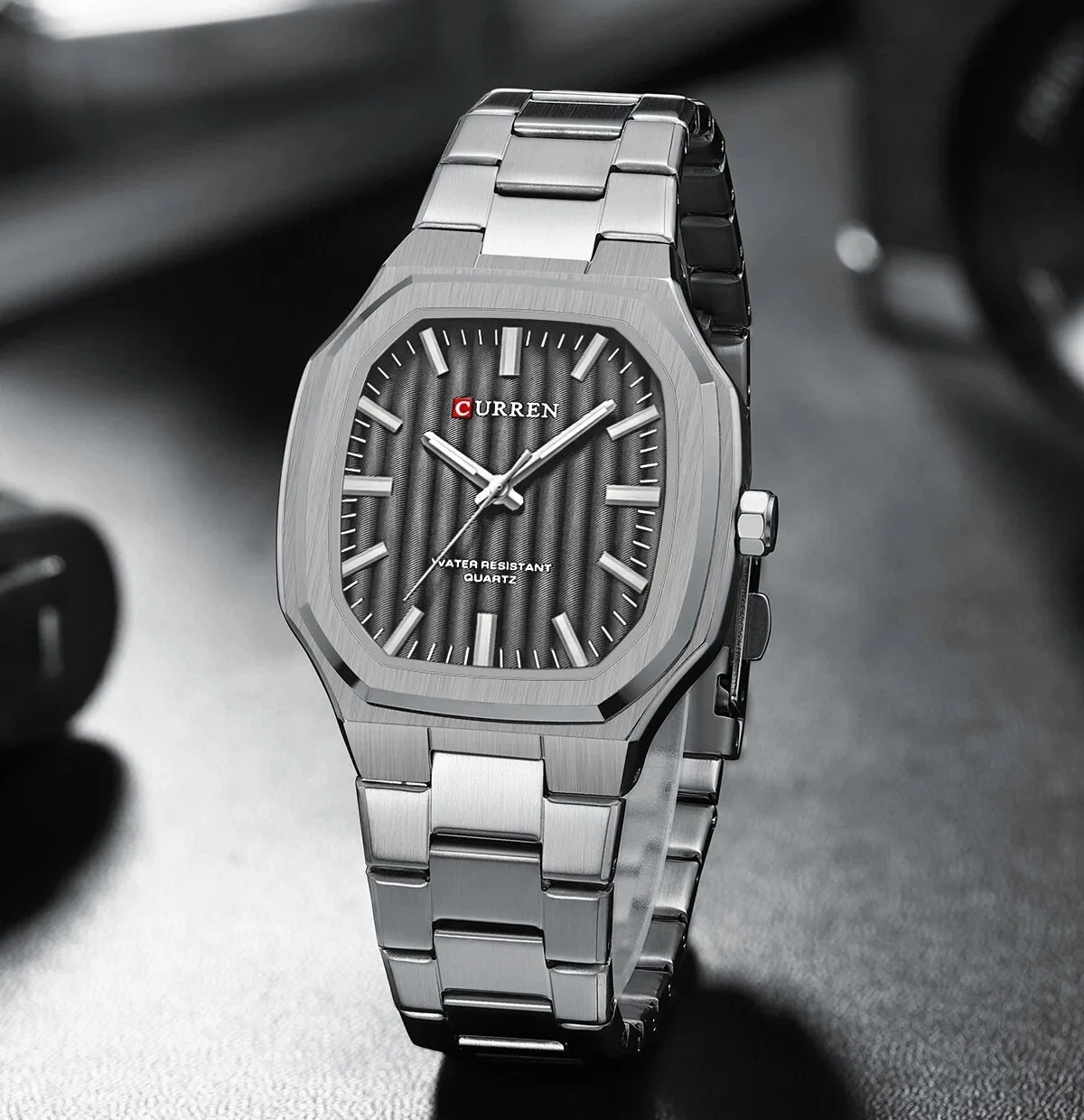 Curren 8458 For Men - Silver Black