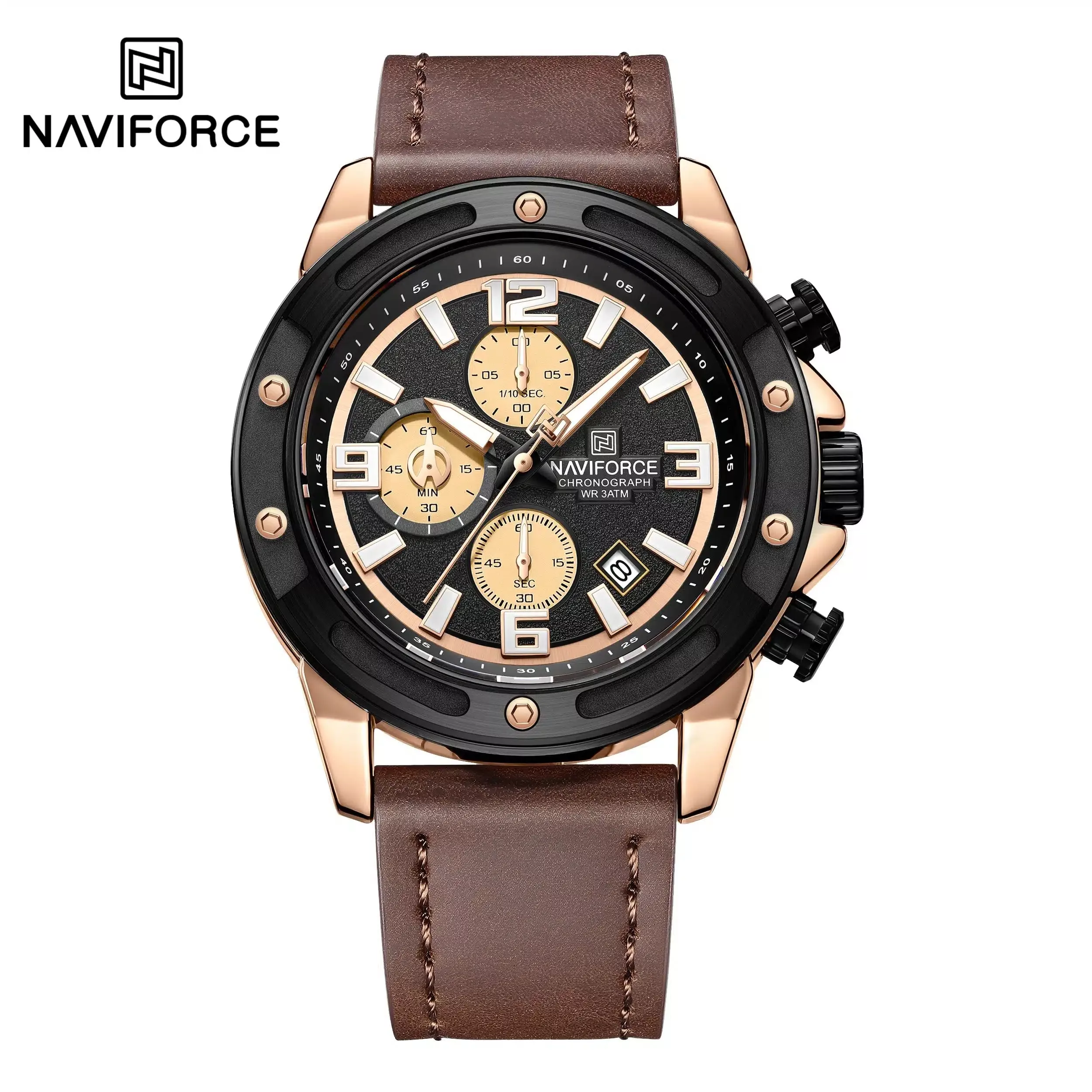 Naviforce 8074 For Men - Rose Brown