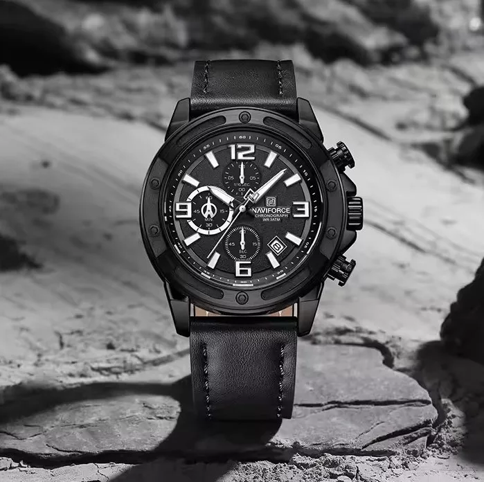 Naviforce 8074 For Men - Black White