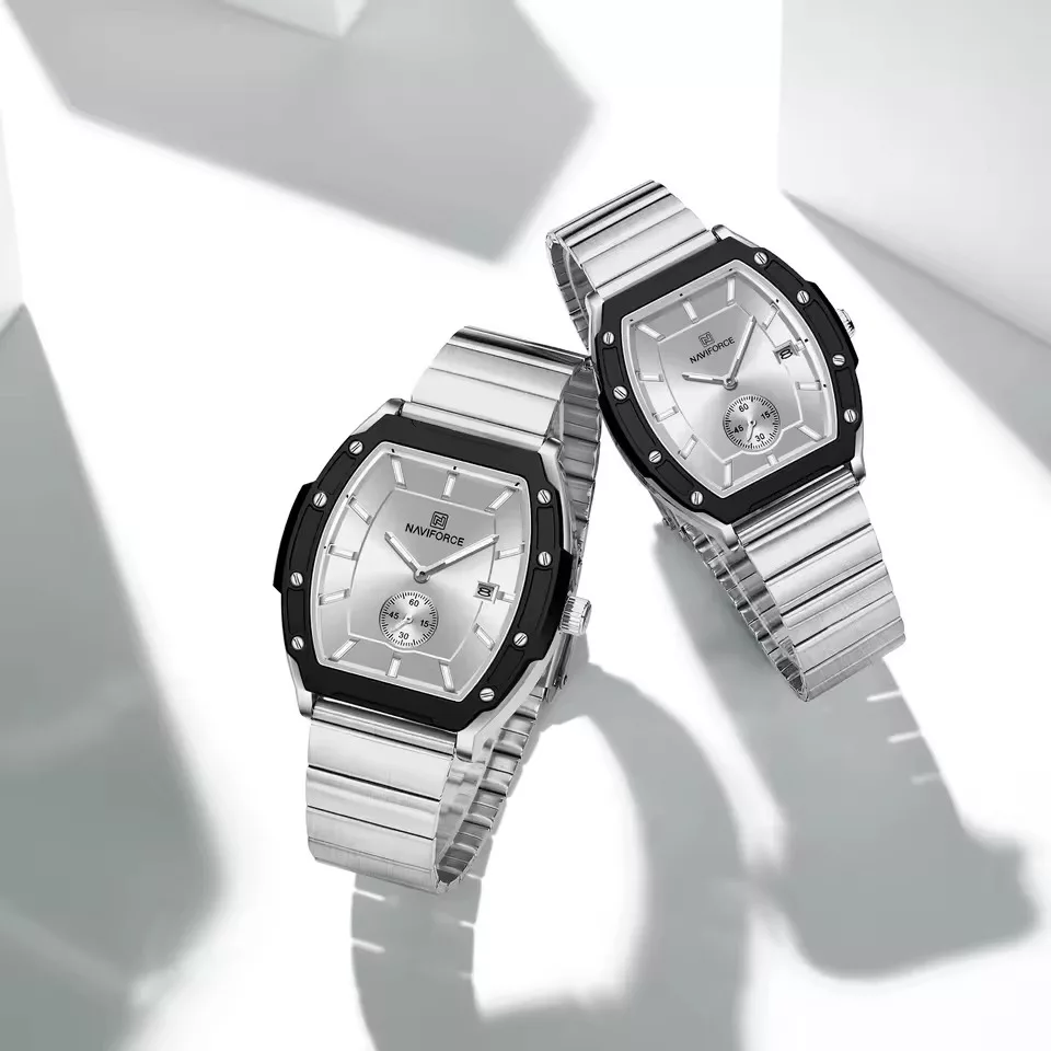 Naviforce 8068 Couple - Silver White