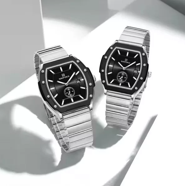 Naviforce 8068 Couple - Silver Black