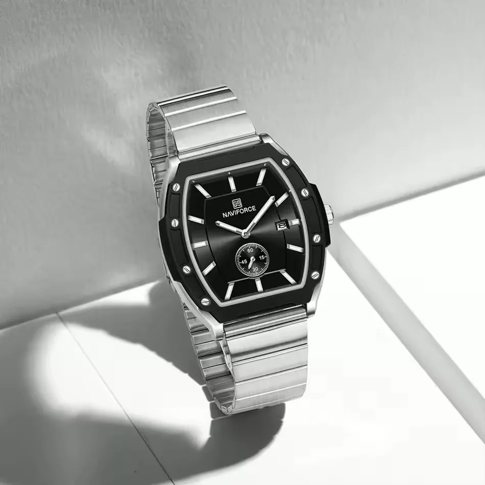 Naviforce 8068 For Men - Silver Black