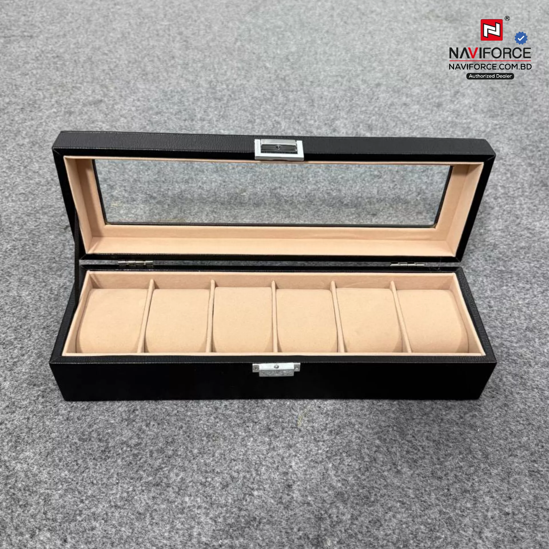 Premium Watch Display Case Box 6 Slots Artificial leather - Black