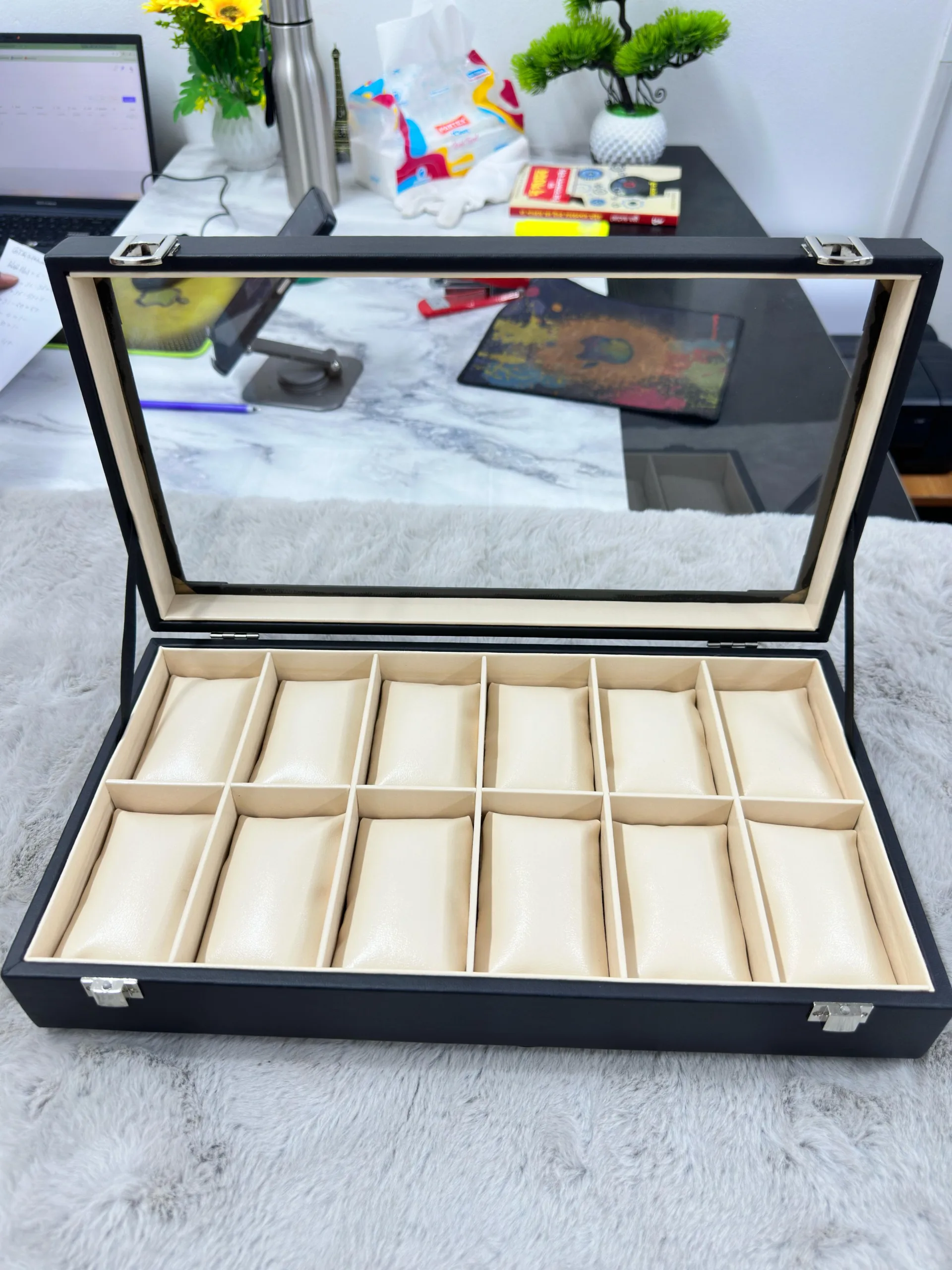 Watch Display Case Box – 12 Slots (Black)