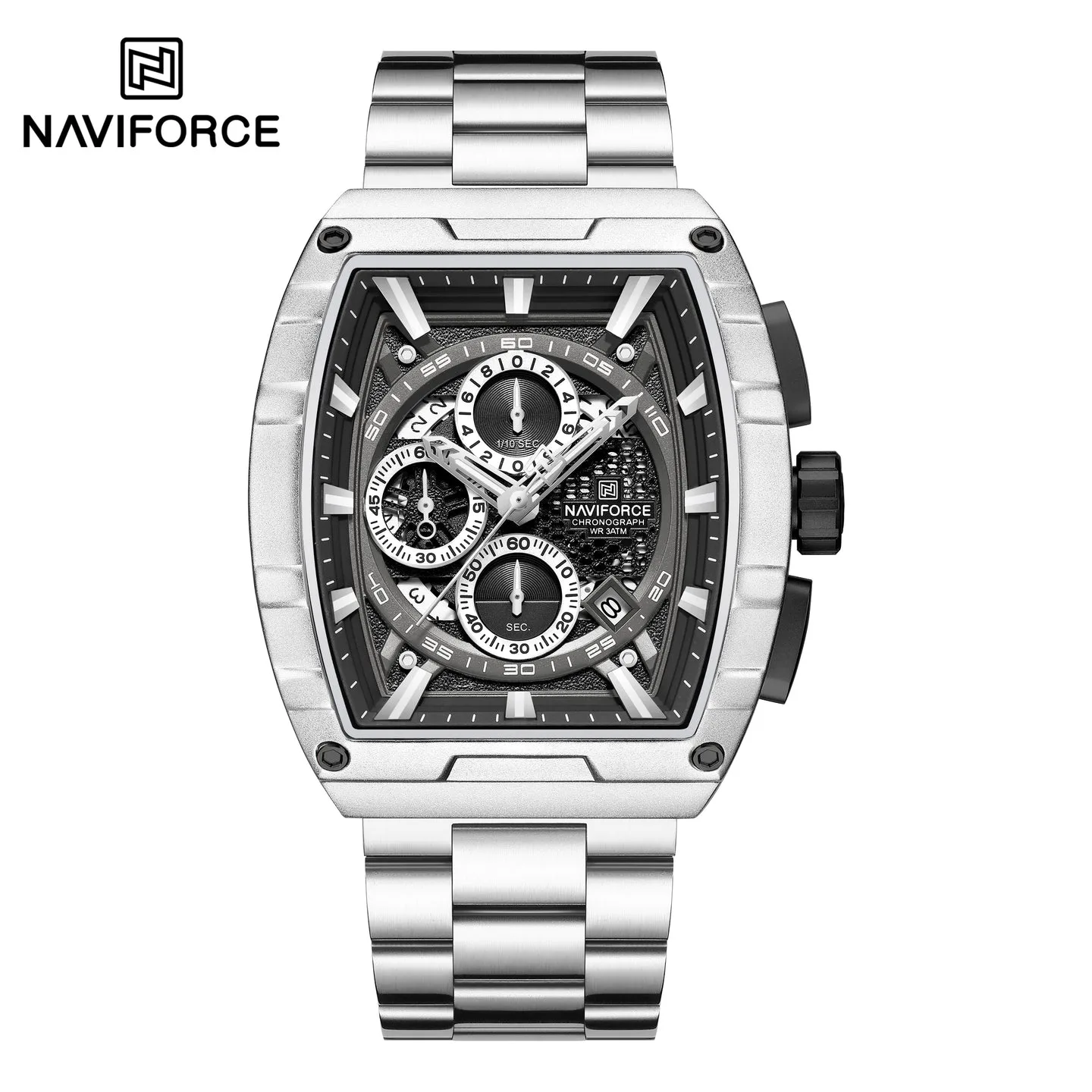 Naviforce 8066 CH For Men - Silver Black