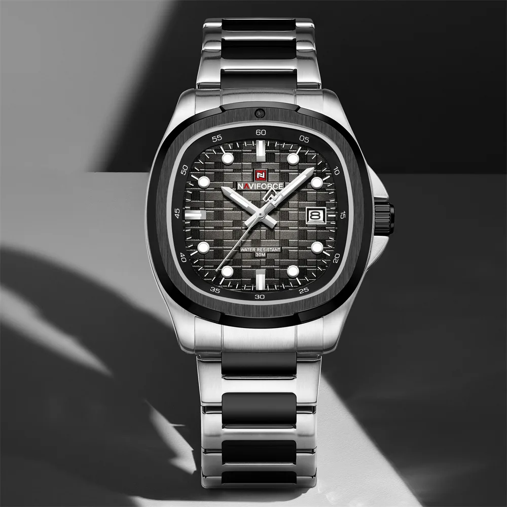 Naviforce 9240 CH - Silver Black For Men