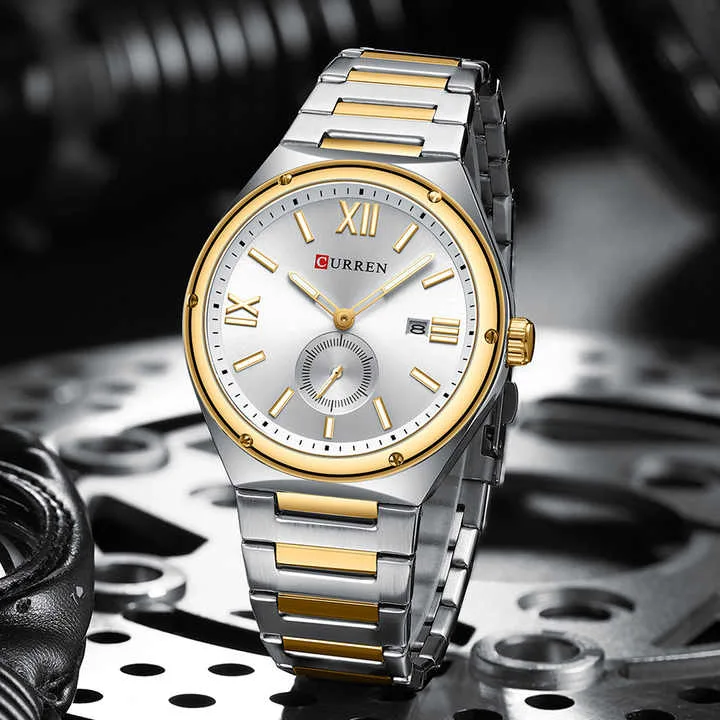 Curren 8471 CH For Men - Silver Gold