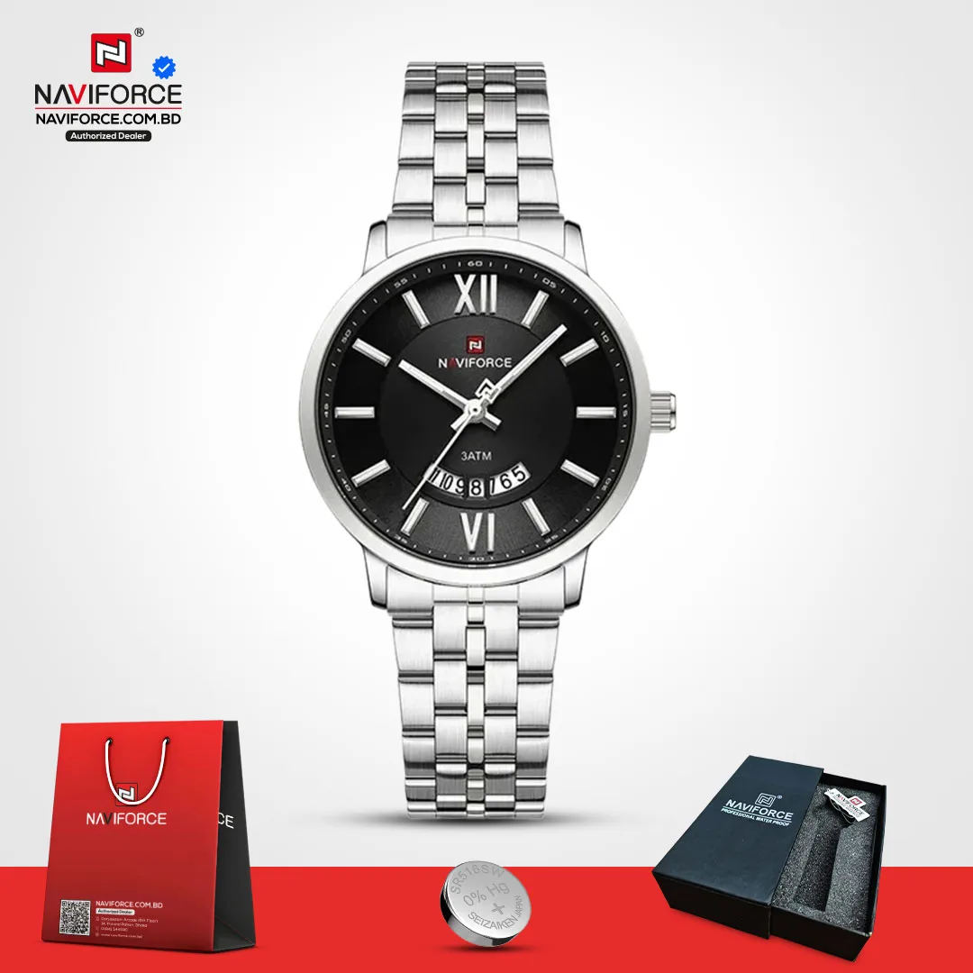 Naviforce-9238-–-Silver-Black-For-Women