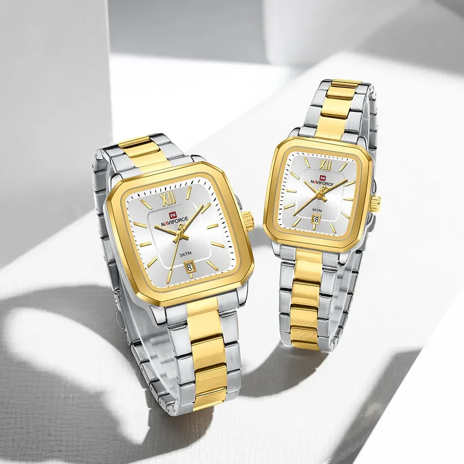 Naviforce 9239 Couple - Silver Gold White