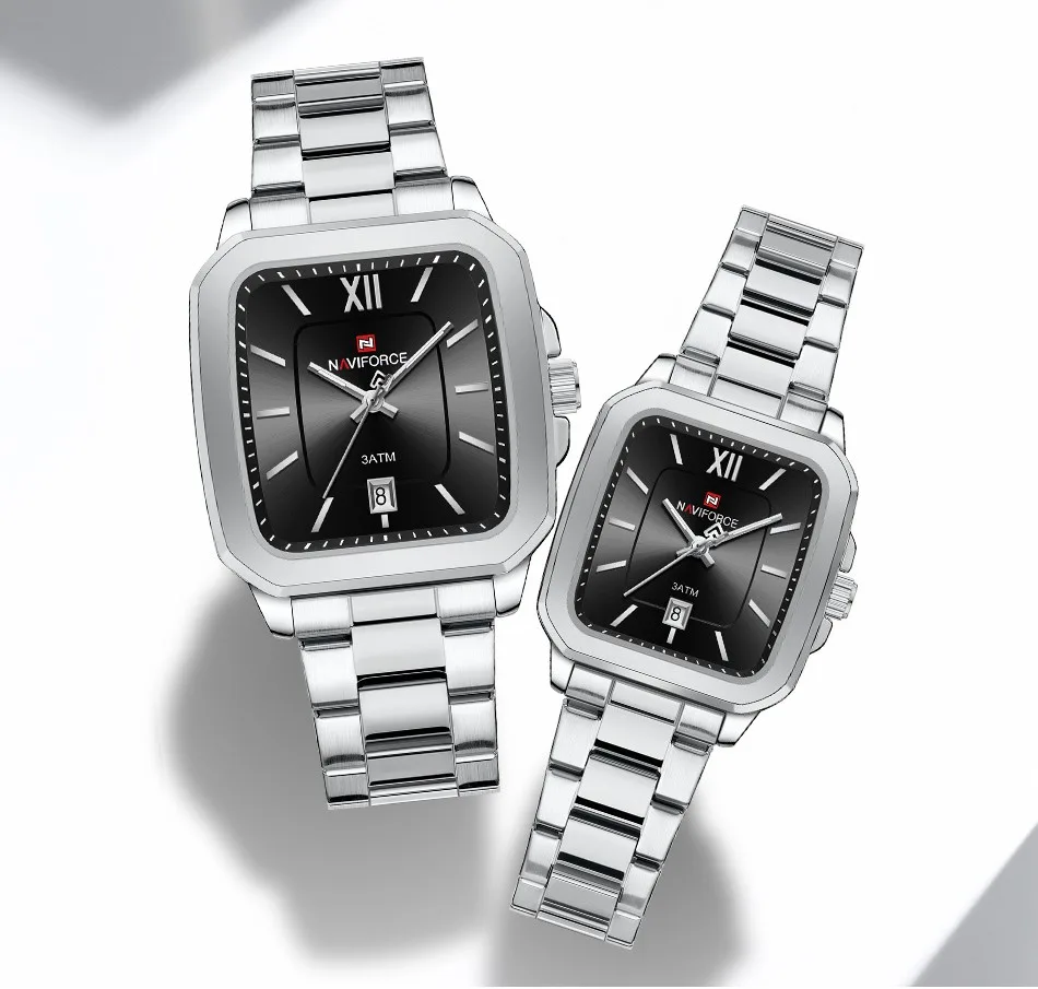 Naviforce 9239 Couple - Silver Black