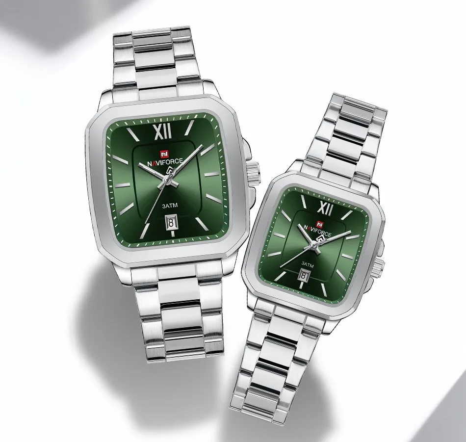 Naviforce 9239 Couple  - Silver Green
