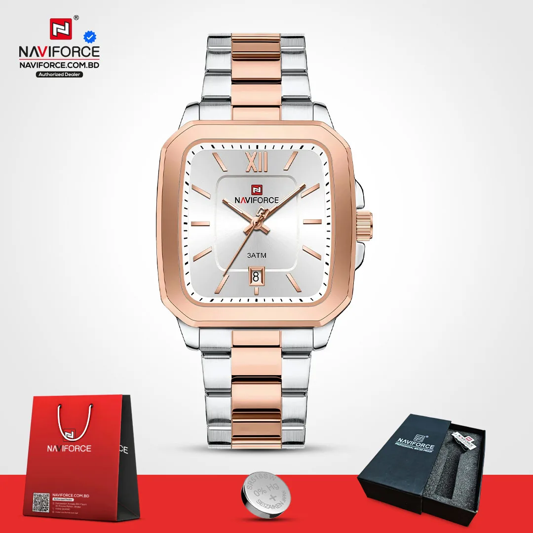 Naviforce-9239-–-Silver-Rose-White-For-Men