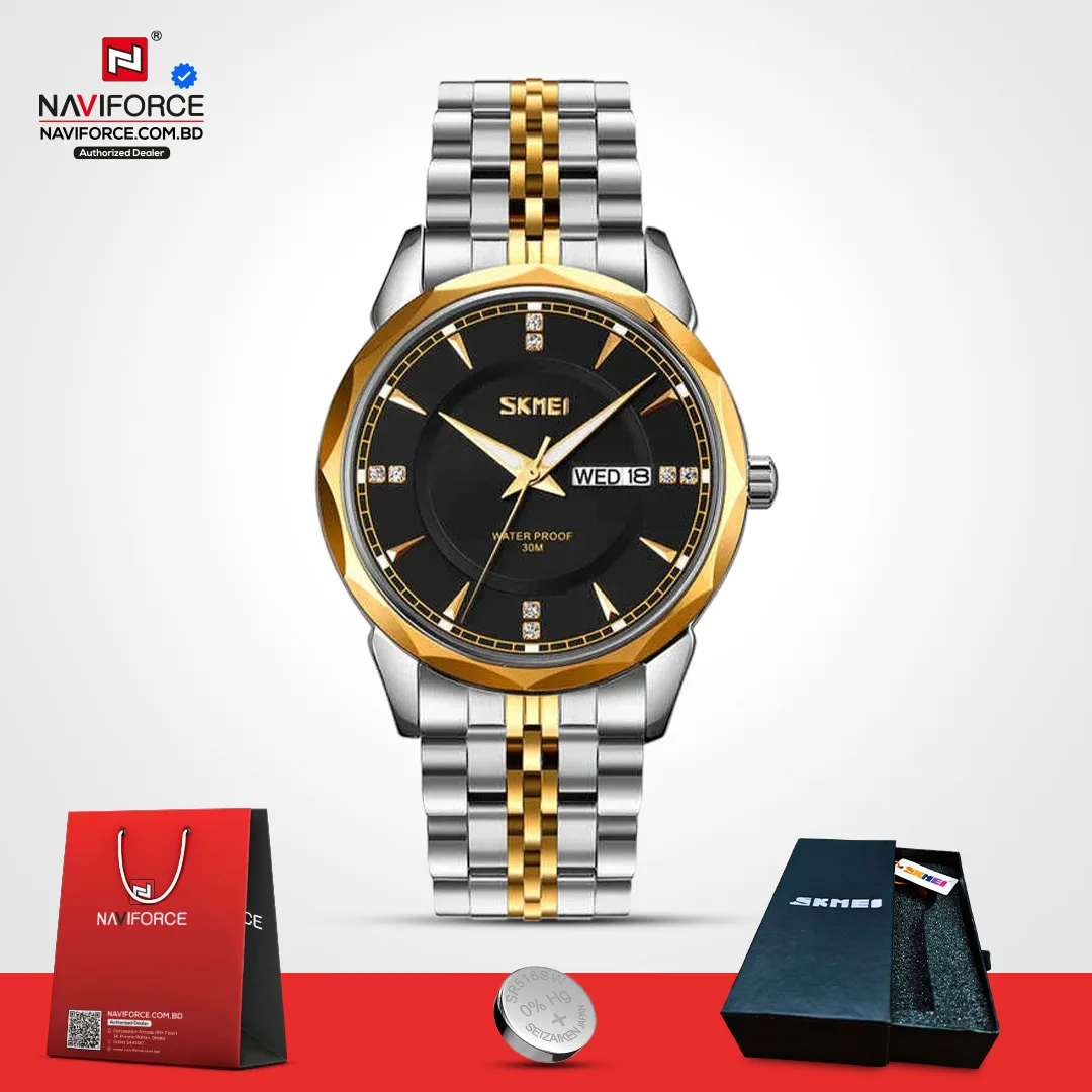 Skmei-9268-–-Silver-Gold-Black-For-Men