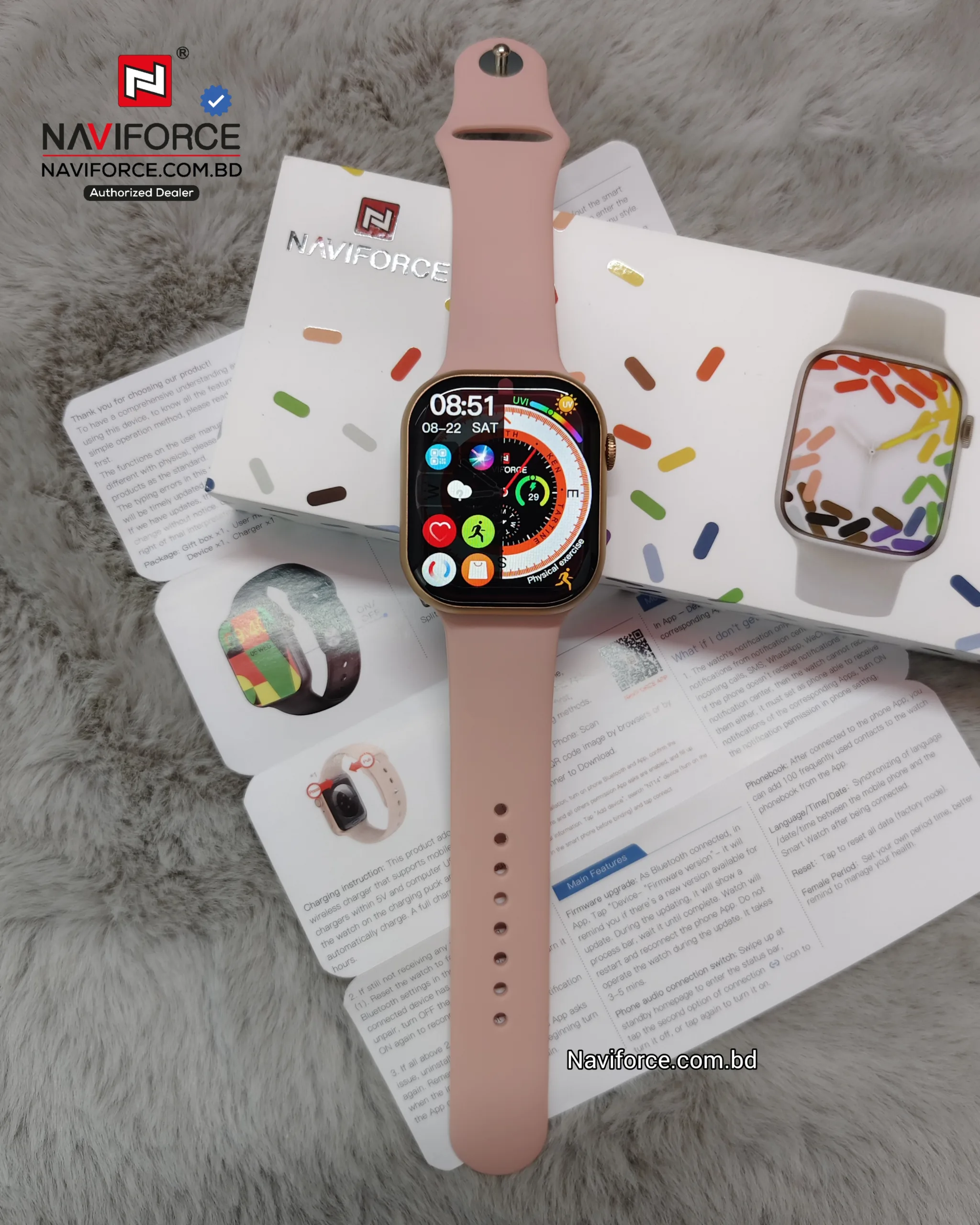 Naviforce NT14 Smart Watch - Rose Pink