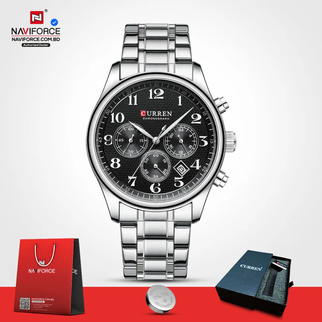 Curren-8466-For-Men-–-Silver-Black