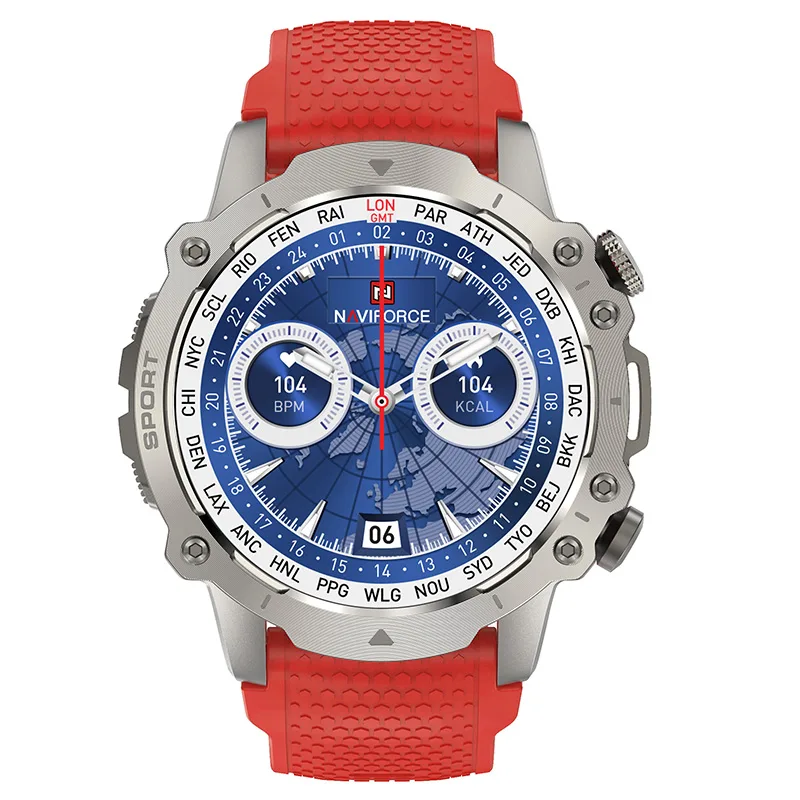 Naviforce NT10 Smart Watch - Silver Red