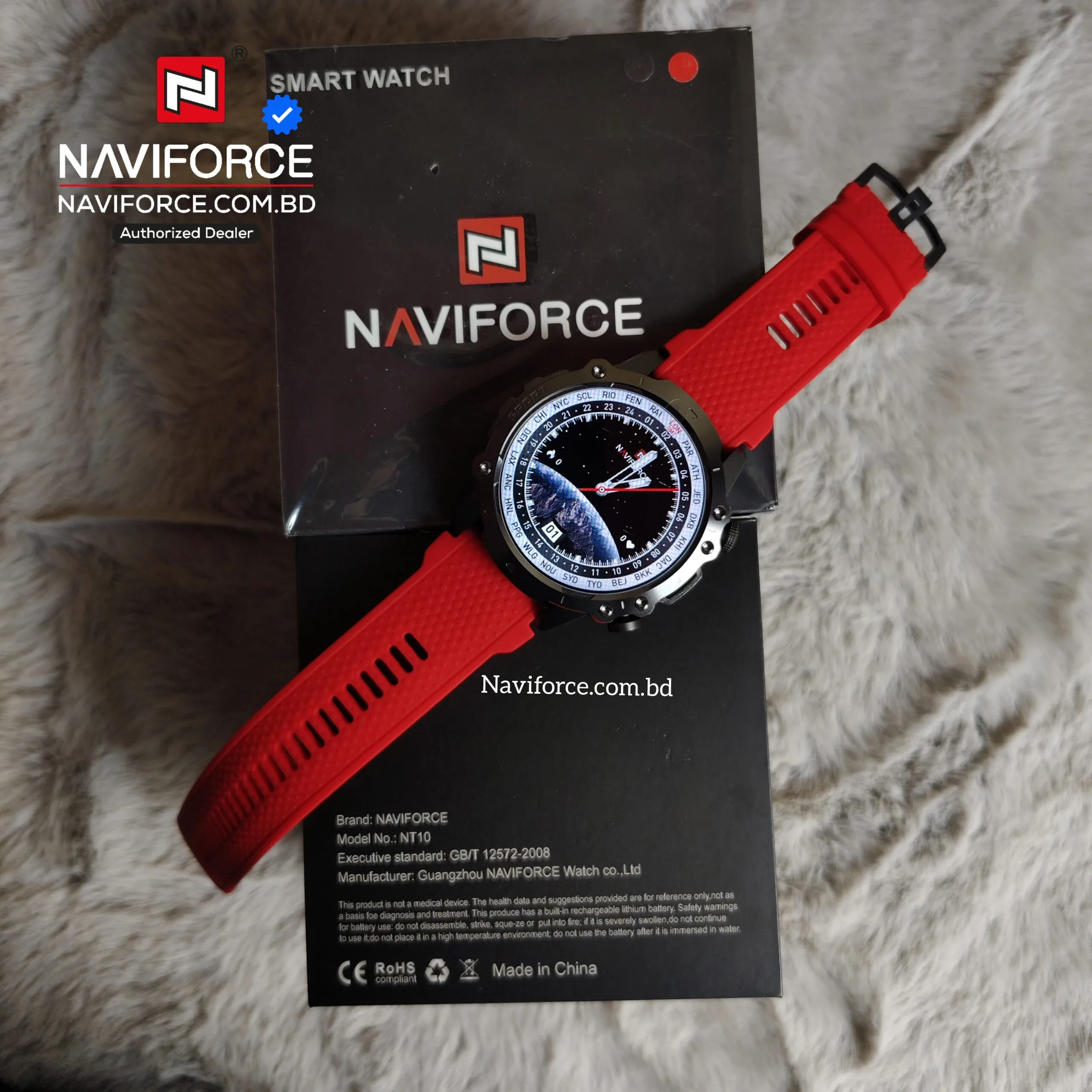Naviforce NT10 Smart Watch - Black Red
