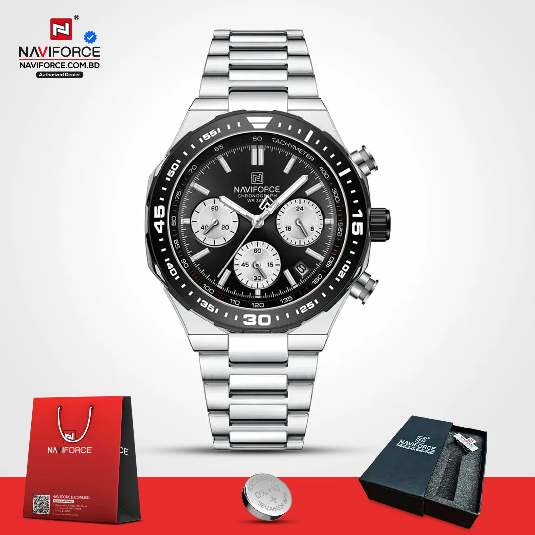 Naviforce 8049 - Sliver Black White For Man