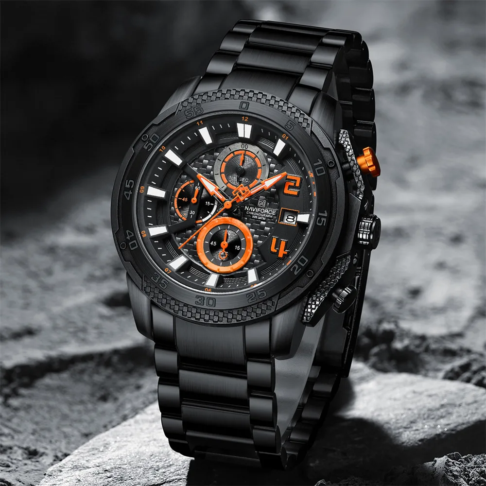 Naviforce 8047 CH - Black Orange For Men