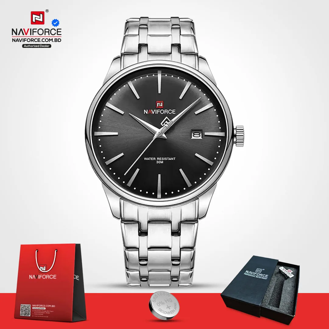 Naviforce-9230-–-Sliver-Black-For-Men