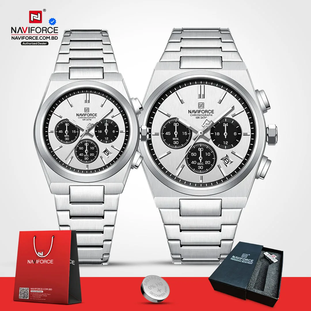 Naviforce-8048-Couple-–-Sliver-White-Black
