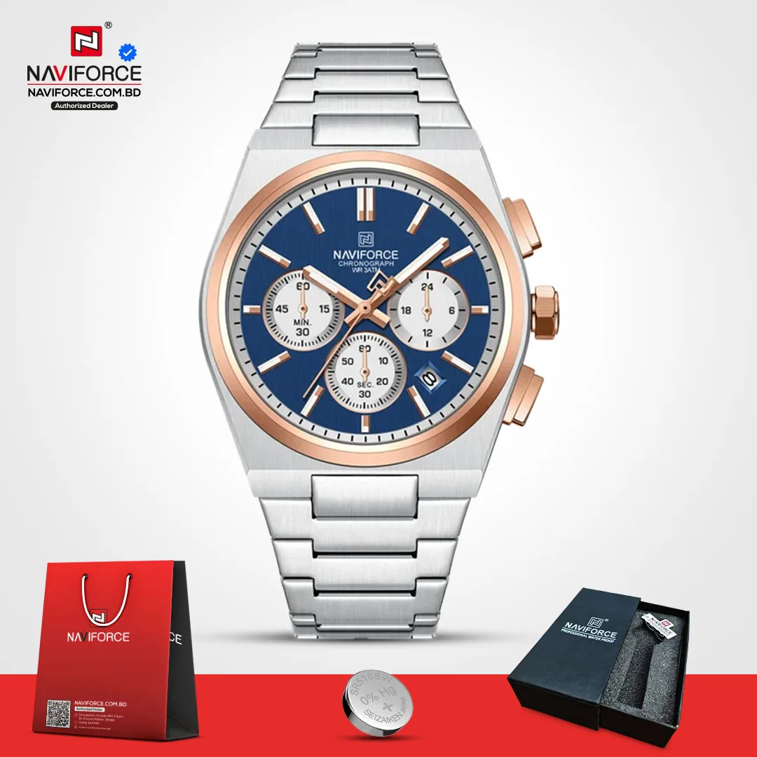 Naviforce 8048 CH - Sliver Rose Blue For Men