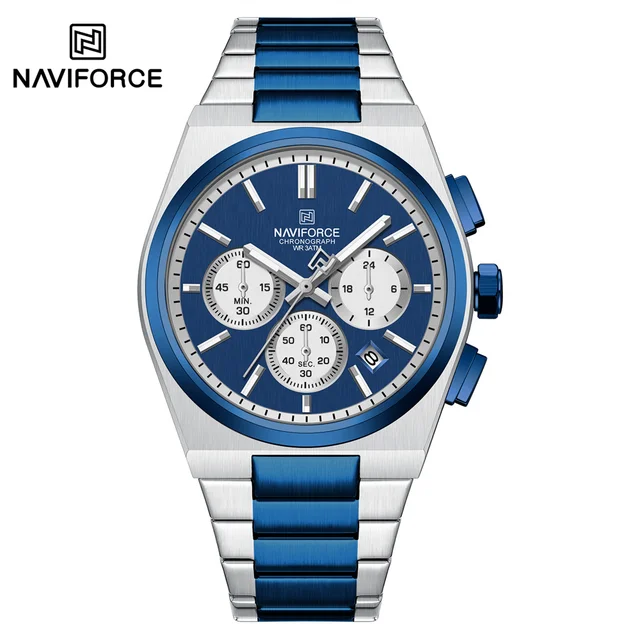 Naviforce 8048 CH - Sliver Blue For Men