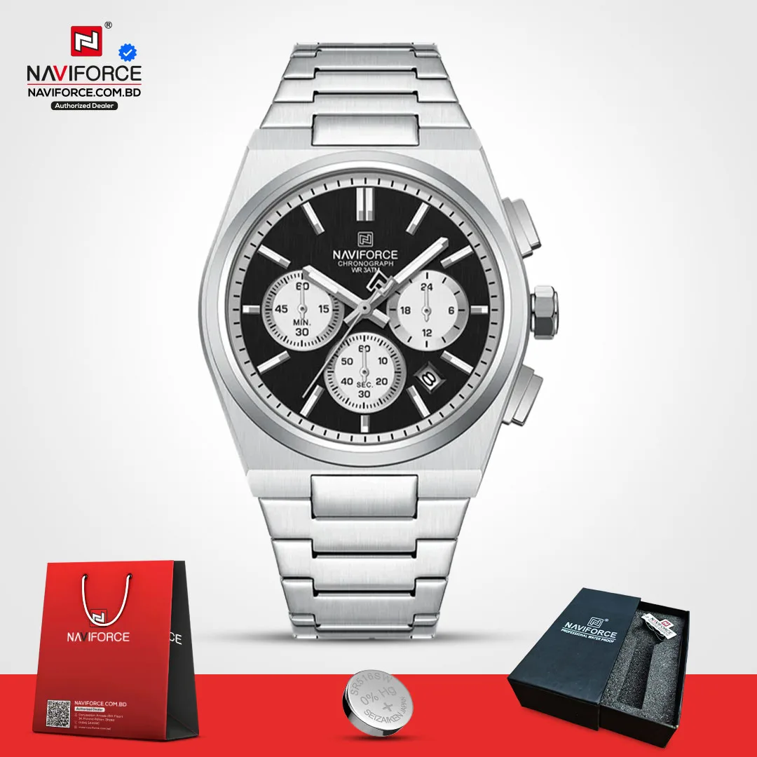 Naviforce 8048 CH - Sliver Black For Men