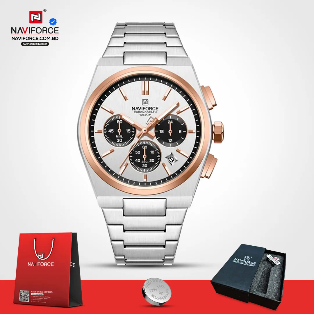 Naviforce 8048 CH - Sliver Rose Black For Men