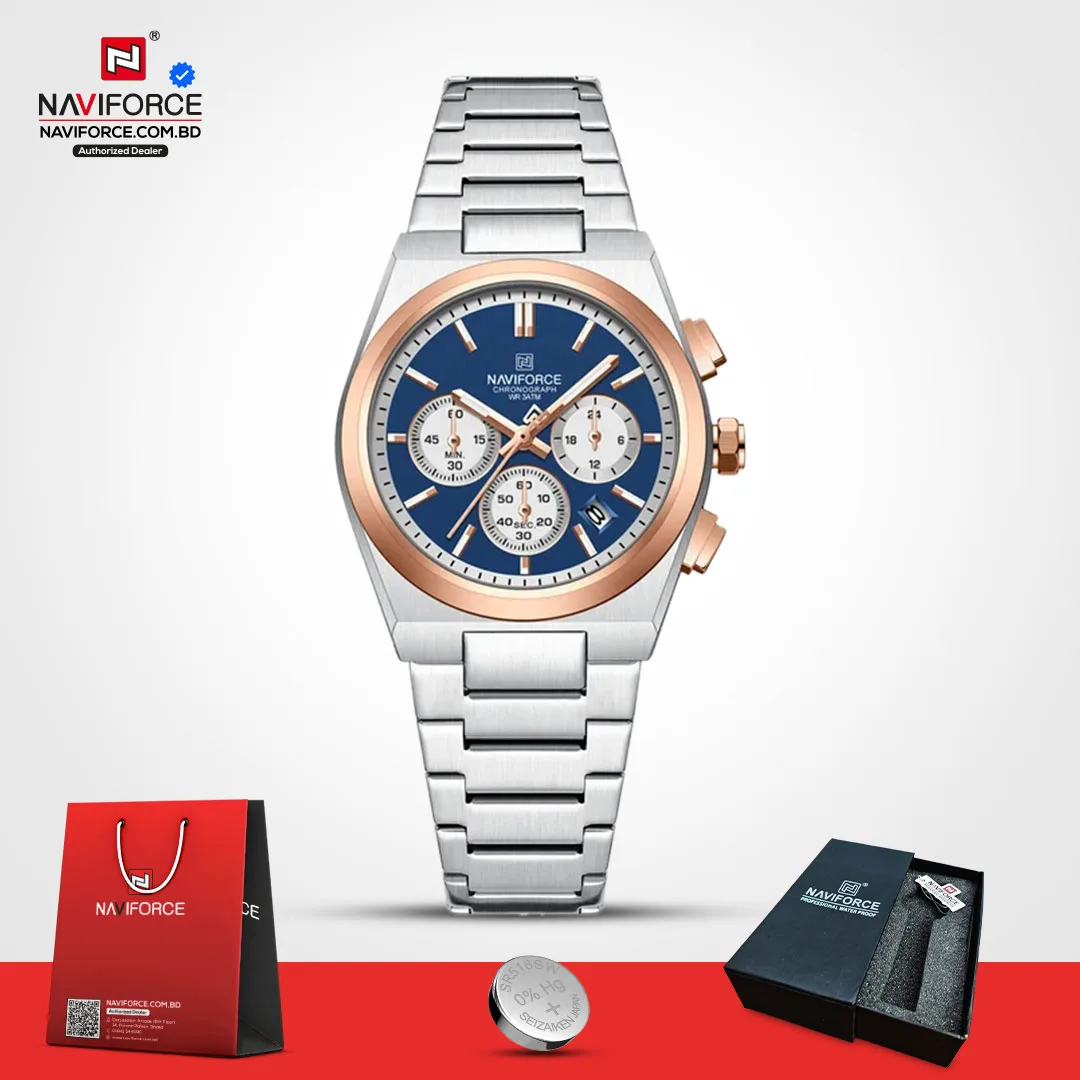 Naviforce 8048 CH - Sliver Rose Blue For Women