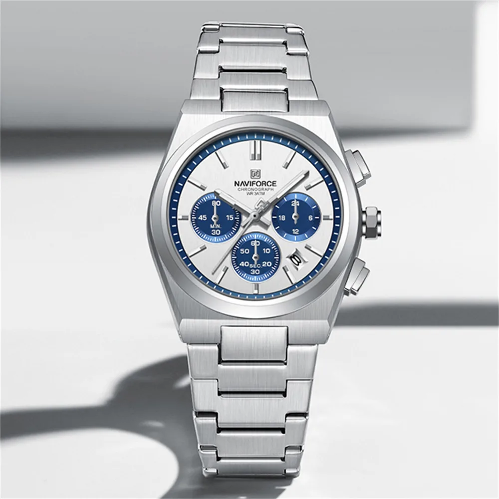 Naviforce 8048 CH - Sliver White Blue For Women