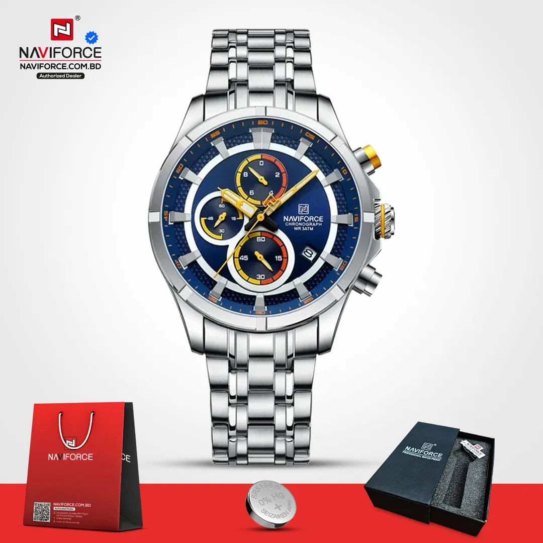 Naviforce 8046 CH - Sliver Blue For Man