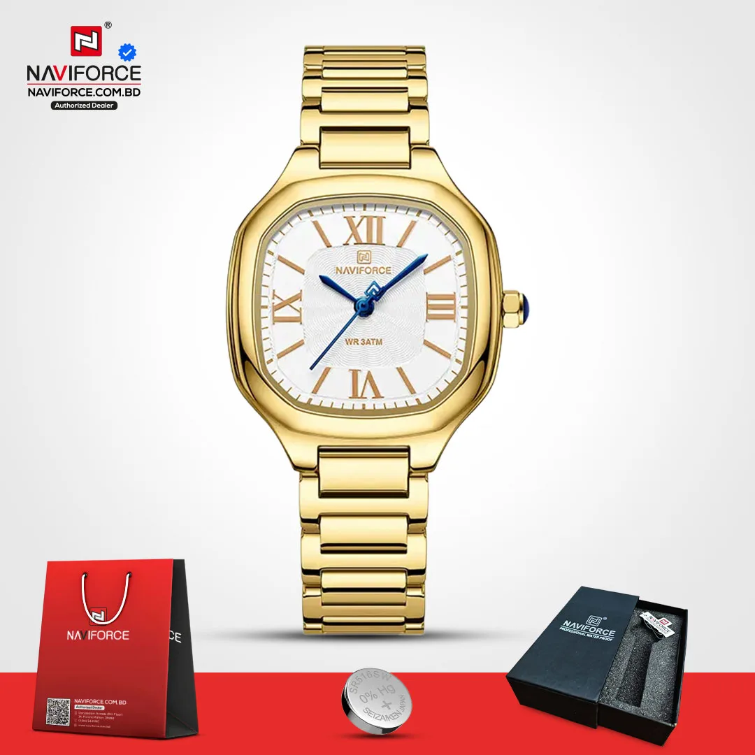 Naviforce-5042-–-Gold-White-For-Woman
