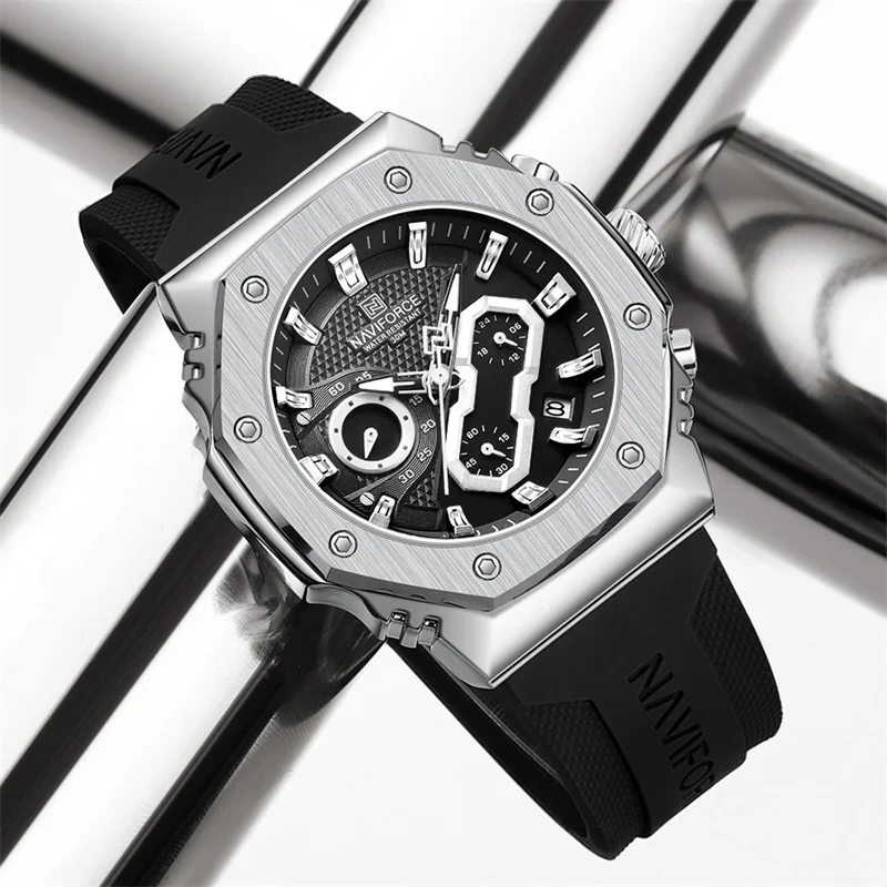 Naviforce 8035 - Sliver Black For Man